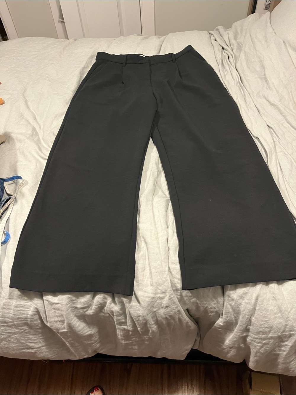 Abercrombie & Fitch Black Wide-Leg Cropped Trousers